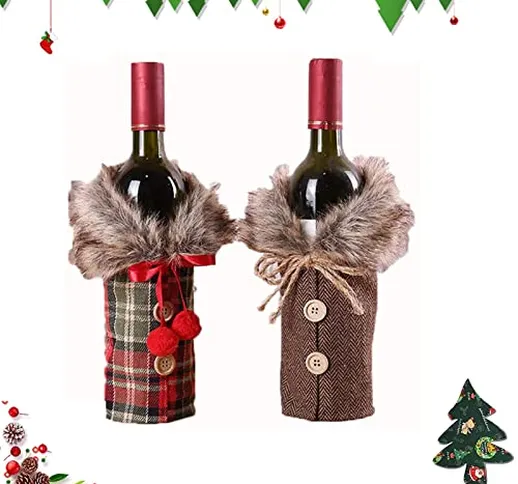 Confezione da 2 copribottiglie di vino natalizie,Decorazione Bottiglia di Natale,Natalizie...