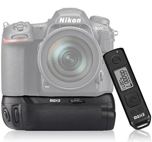 Impulsfoto Meike MK-D500 Pro - Impugnatura verticale per batteria Nikon D500, con telecoma...