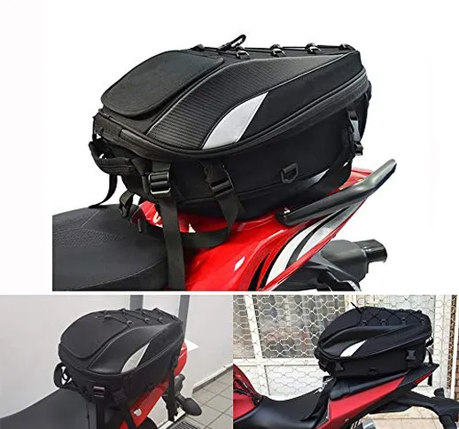 Borsa Sella Moto Impermeabile Borsa Moto Posteriore - Zaino da moto Dual Use Motorbike Hel...
