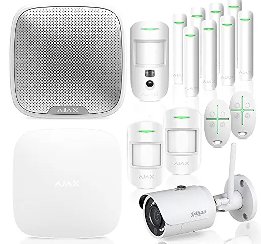 Ajax - Kit completo di allarme per casa senza fili, 2 pezzi, telecamera di sorveglianza Wi...