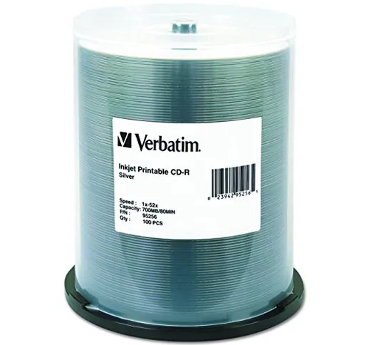 Verbatim  CD-R 80MIN 700MB 52X Silver Inkjet Printable 100pk Spindle