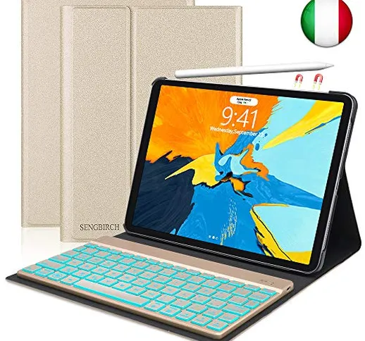 SENGBIRCH Custodia Tastiera per iPad PRO 11, Slim Fit Cover Protettiva per con Italian Tas...