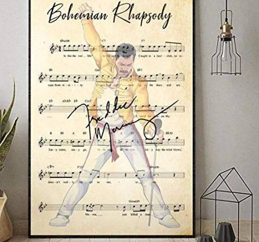 HXQQ Bohemian Rhapsody Chord Testo della Canzone Freddie Mercury Ritratto Nessuna Tela Pit...