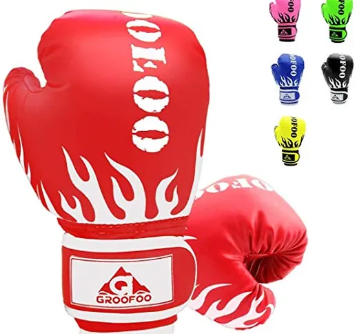 GROOFOO Guantoni da Boxe per Bambini 8oz Guanti da Boxe Sparring Allenamento per MMA Muay...