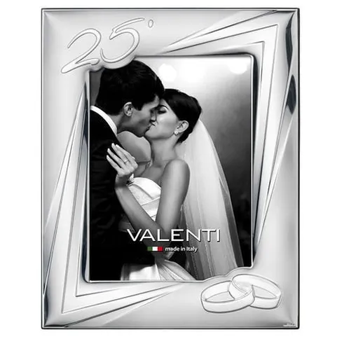 Valenti&Co - Cornice Portafoto in Argento cm 13x18. Ideale Come Regalo per Nozze d'Argento...