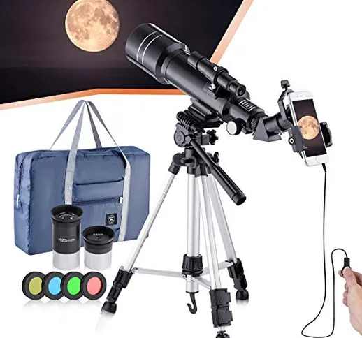 Telescopio astronomico rifrattore professionale, ad alto ingrandimento HD, doppio uso, ada...