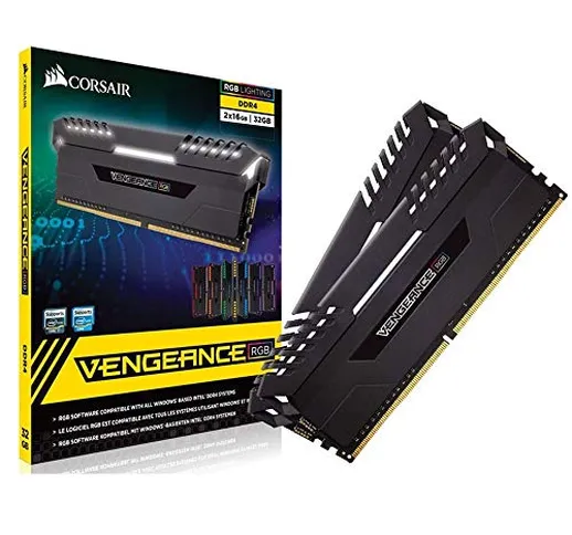 Corsair Vengeance RGB Kit di Memoria Illuminato RGB LED Entusiasta 32 GB (2x16 GB), DDR4 3...