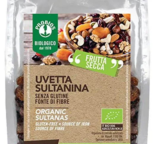 Probios Uvetta Sultanina Bio - Senza Glutine - Confezione da 6 x 250 g