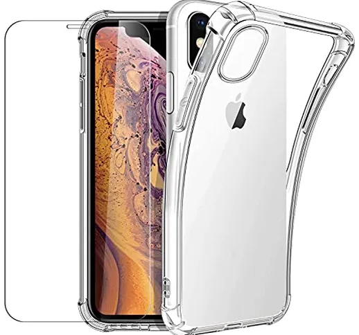 New&Teck - Cover Compatibile con iPhone X/XS + [vetro temperato protezione schermo], in si...