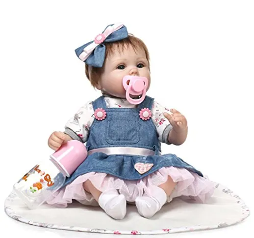 ZIYIUI 18 Pollici 45 Centimetri Bambole Reborn Baby in Silicone Morbido Bambina Bambola Re...