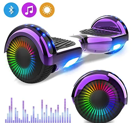 NEOMOTION Hoverboard Scooter da 6,5 ​​Pollici con Bluetooth LED Flash Scooter Elettrico co...