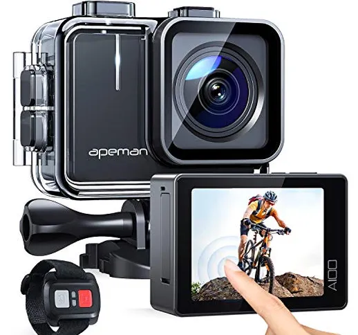 APEMAN Action Cam A100, Touch Screen Nativo 4K/50FPS 20MP WiFi Impermeabile 40M Fotocamera...