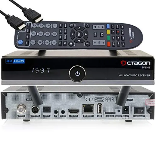 OCTAGON SF8008 4K UHD HDR HYBRID Sat- Cavo- Terrestre- Ricevitore PVR 1xDVB-S2X + 1x DVB-C...