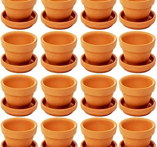 Piccolo vaso terracotta con saucer- Bulk argilla vasi con piattini, mini vaso di fiori, pe...