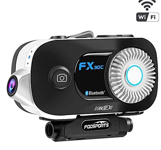 Interfono moto per Dash Cam, Auricolare Bluetooth moto FODSPORTS FX30C con cancellazione d...