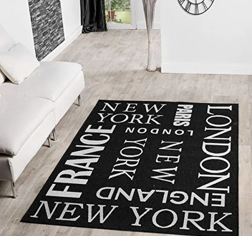 TT Home Tappeto moderno per interni ed esterni New York Sisal Look in Antracite, dimension...