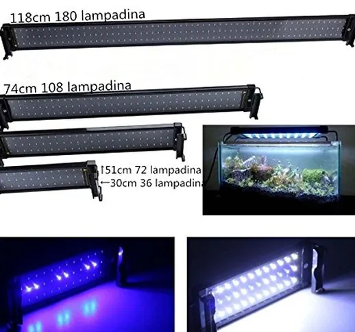 Plafoniera LED Acquario, Lampada Acquario LED Impermeabile Ultra Sottile Può Regolare Lung...