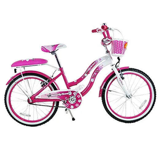 star kids Bicicletta per Bambina 20” 2 Freni Butterfly Flower Rosa