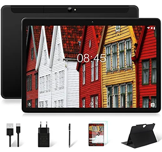 Tablet 10 Pollici Cellulare+WIFI 4GB RAM+64GB ROM (128GB Espandibili) HD Android Pie, 2 SI...