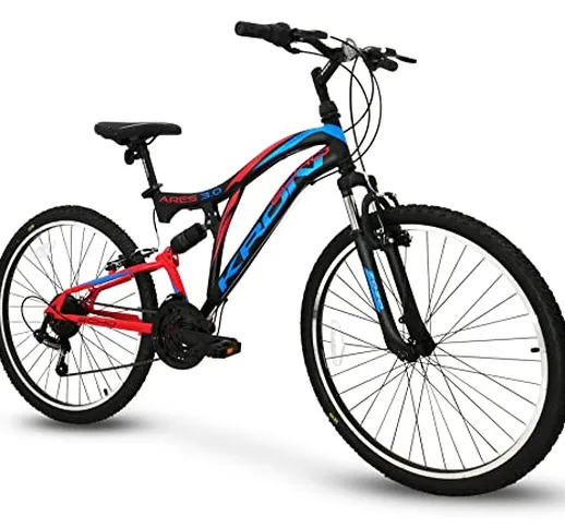 Bici Bicicletta MTB Ares 3.0 Kron 26'' Pollici BIAMMORTIZZATA 21 Velocita' Shimano Mountai...