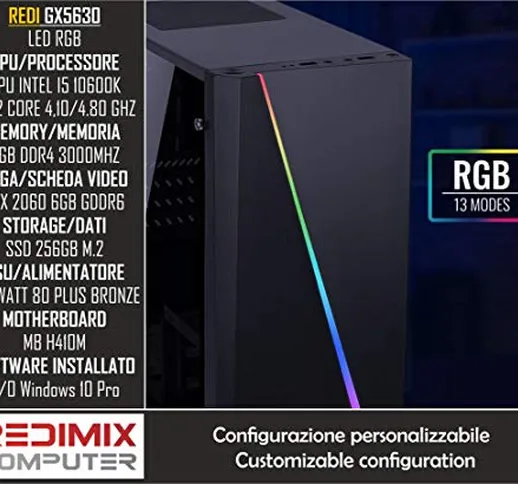 PC GAMING REDI GX5630 I5-10600K H410M RTX 2060 6GB 8GB DDR4 3000MHZ SSD 256GB M.2 650W BRO...