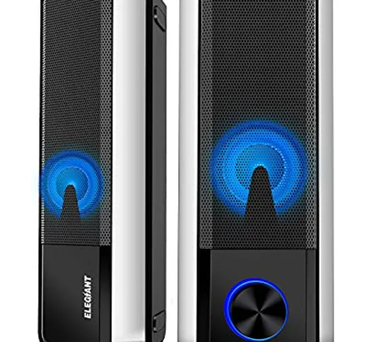 ELEGIANT Cassa PC Bluetooth 5.0, Altoparlante USB Stereo Speaker Portatile per Notebook Co...