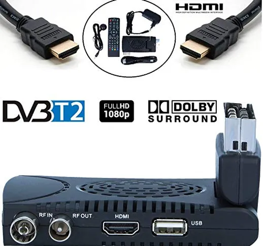 Decoder Digitale Terrestre DVB T2 / HD / Scart / HDMI / Ricevitore TV / PVR / H.264 HEVC /...