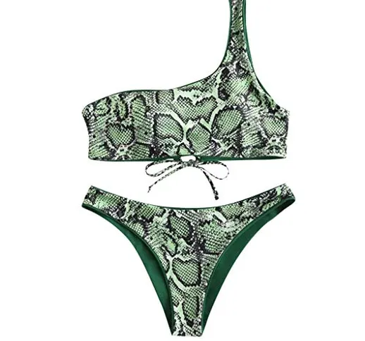 Dicomi Bikini Donna Monospalla Banda Costume da Bagno Due Pezzi Una Spalla da Bagno Stampa...