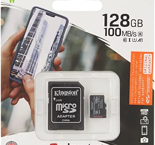 Kingston Canvas Select Plus SDCS2/128GB Scheda microSD Classe 10 con Adattatore SD Incluso...