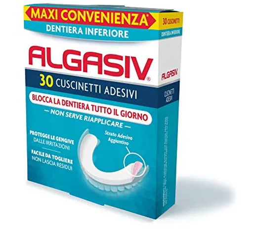 Algaisiv Cuscinetti Adesivi per dentiera inferiore, 30 pezzi. Dura tutto il giorno. Tenuta...