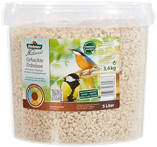 Dehner Natura - Mangime per Uccelli Selvatici, noccioli di Arachidi spezzati, 5 l (3,4 kg)