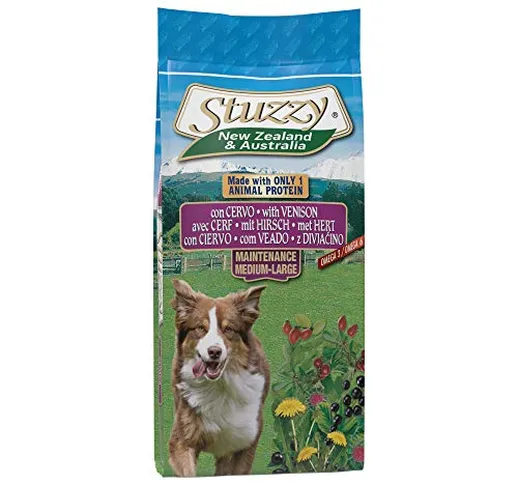 Stuzzy, Cibo Secco per Cani Adulti al Gusto Cervo, Croccantini - Linea New Zealand & Austr...