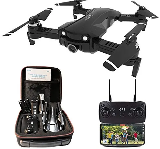 LE-IDEA Drone GPS con Telecamera 4K HD, Drone Pieghevole 5GHz WiFi FPV Quadcopter, Drone R...