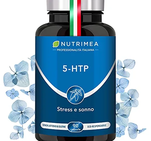 5HTP 100% Naturale Estratto di Griffonia | 300 mg al Giorno | 90 Capsule Vegetali | Regist...