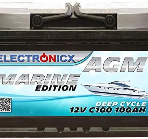 Batteria AGM 100AH Electronicx Marine Edition barca nave fornitura batteria 12V batteria p...