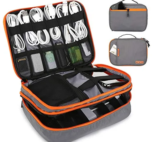 Organizer per Cavi, Accessori per Elettronica di Viaggio a Doppio Strato Organizer Borsa o...