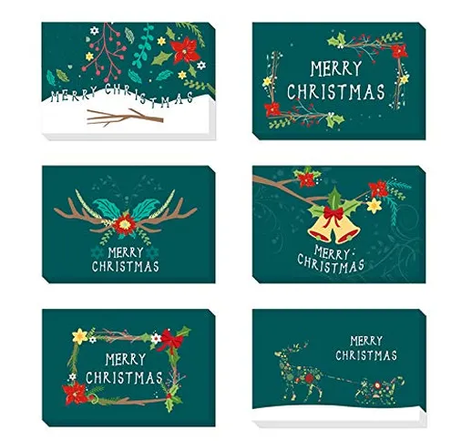 24 pezzi Biglietto Auguri Natale con Buste e Adesivi da Busta,Cartoline di Natale Nota Vuo...