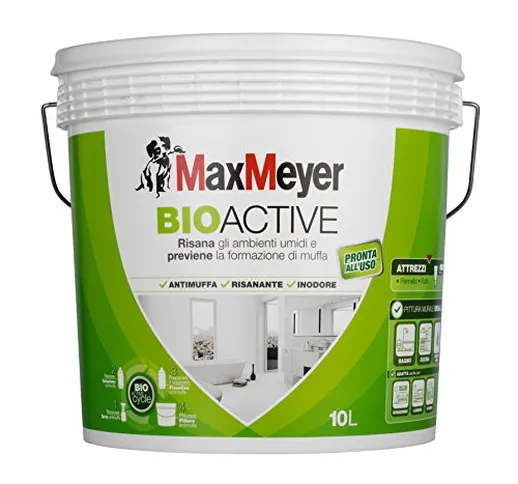 MaxMeyer Pittura per interni antimuffa Bioactive BIANCO 10 L,12-14 mq/litro