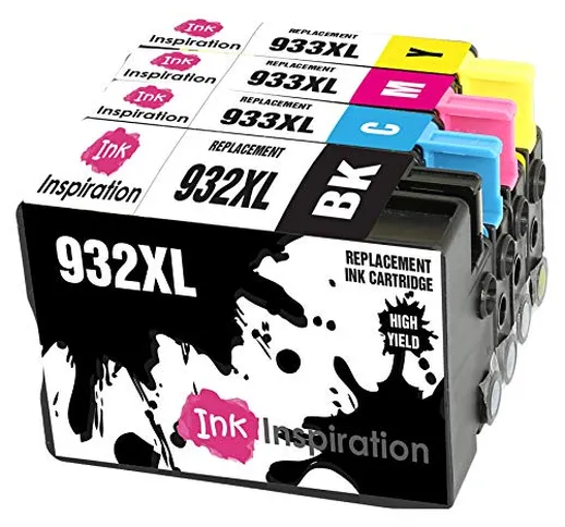 INK INSPIRATION® Sostituzione per HP 932XL HP 933XL 932 933 XL Cartucce d'inchiostro Kit 4...