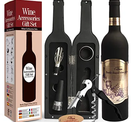 Yobansa Set di Accessori da Vino a Forma di Bottiglia di Vino,Accessori per Il Vino Includ...