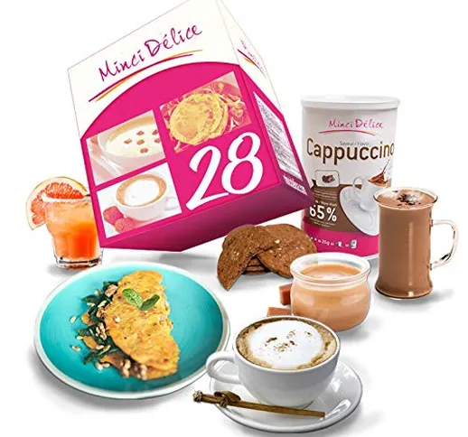 Dieta Dimagrante Iperproteica 28 giorni Colazione Cappuccino Kit 66 prodotti + 1 shaker e...
