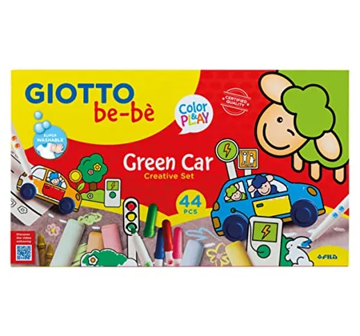 Giotto Bebè- Giotto BE-BÈ Green Car Creativo, Colori Assortiti, Set da 44 Pezzi, 477500