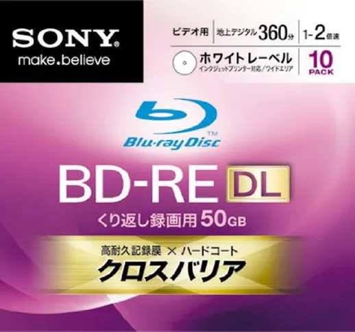 Sony Blu-ray Disc 10 Pack - BD-RE DL 50GB 2x Rewritable Wide Printable Label - 2010
