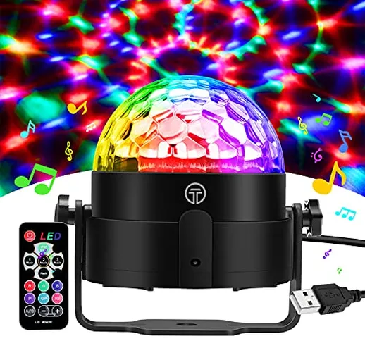 Luci Discoteca, 7 RGB Colori Musica Attivata Luce Discoteca Palla con 4 M Cavo USB, Teleco...