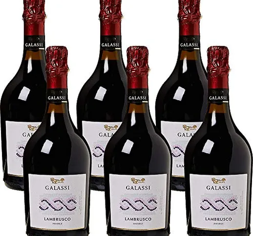Lambrusco Emilia IGT | Galassi | Gusto Amabile | Vino Rosso Frizzante | 6 Bottiglie 75 Cl...