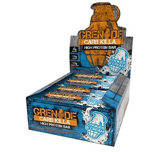 Grenade Carb Killa Barretta Proteica a Basso Contenuto di Carboidrati, 12 x 60g, Cookies &...