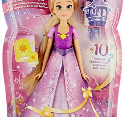 Hasbro Disney Princess Style Surprise Rapunzel, bambola con 10 accessori segreti, bambola...