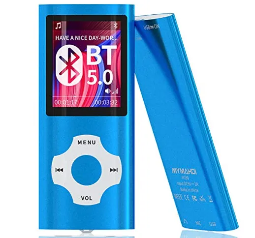 MYMAHDI Lettore MP3 / MP4 Bluetooth 5.0 da 32 GB, schermo LCD da 1,8 pollici, supporto fin...