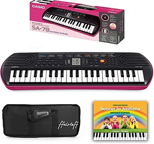 Kit Pianola Tastiera Casio SA 78 (Fondo rosa) con Borsa ffalstaff imbottita con tracolla e...