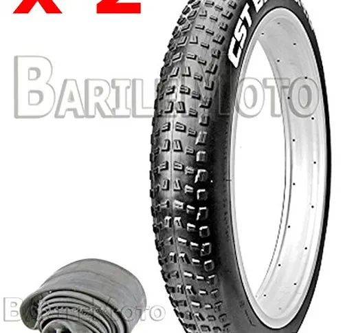 N°2 Copertone / Pneumatico CST 26 x 4.00 + N°2 Camera D'aria Bici FAT BIKE